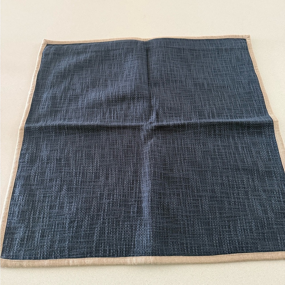 Pottery Barn Navy with Beige Trim Euro Pillow Cover 24”x24”